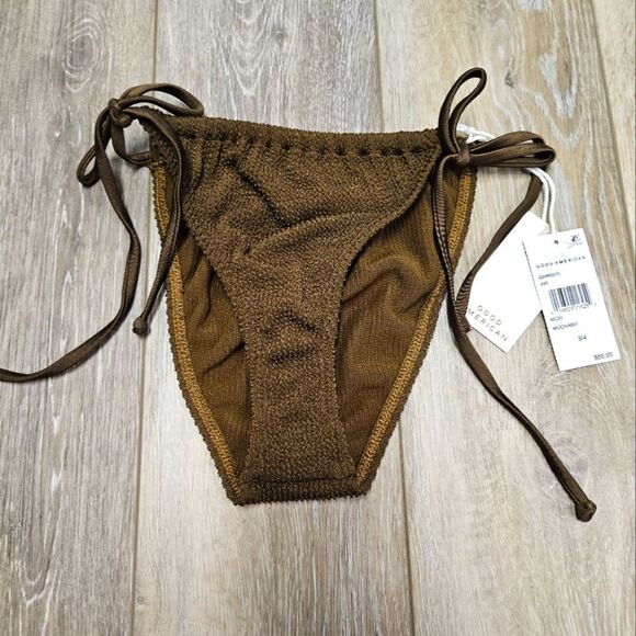 Good American Tiny Ties Always Fits Bikini Bottoms Mocha Size 3 4 Large XL NWT - Picture 2 of 9